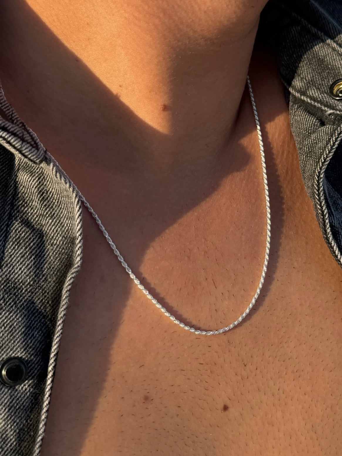 Helix Rope Necklaces for Men's Sterling Silver 925s-1.5mm-