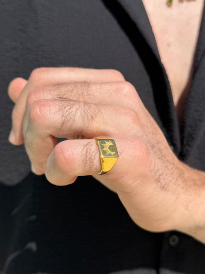 Sun Ring in Sterling Silver 925s-Fine Gold Plated