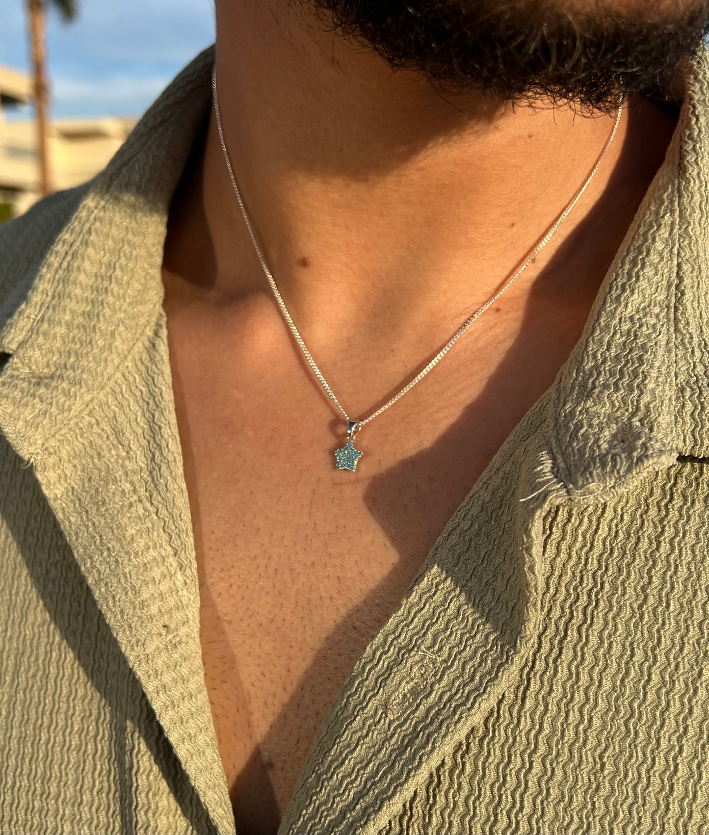 Turquoise Star -Grommet Necklace Sterling Silver 925s