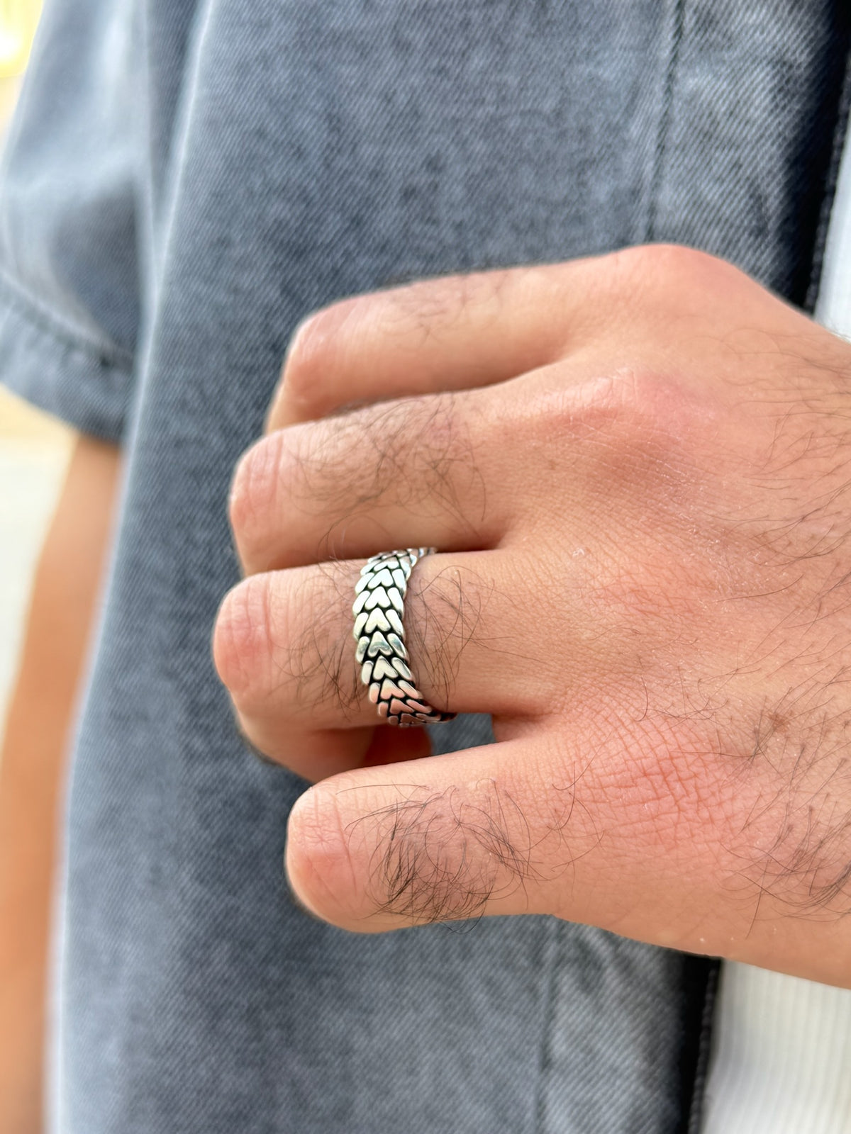 Dragon bone Engagement Ring in Sterling Silver 925s -6.5mm-