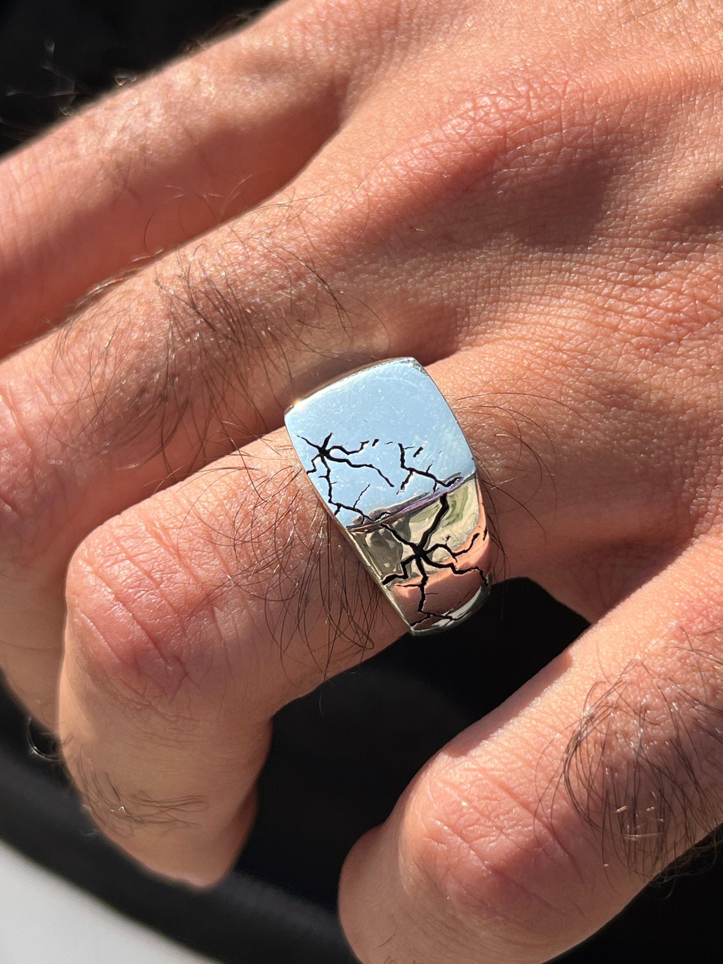 Squared Rock Ring -for Men's Sterling Silver 925s