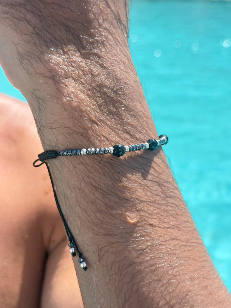 Hematite beads Adjustable Macramé Bracelet