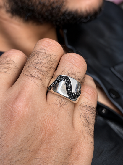 Shadow wave Ring -Sterling Silver 925s