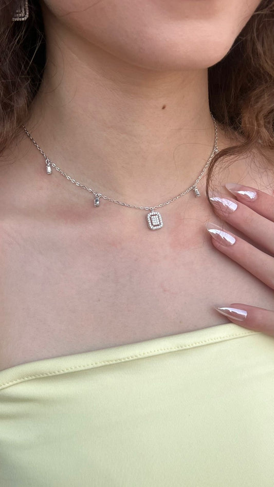 Minimalist Rectangle Pendants Necklace - in Sterling Italian silver S925