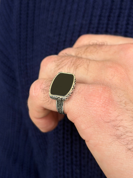 Black onyx Ring -for Men's Sterling Silver 925s