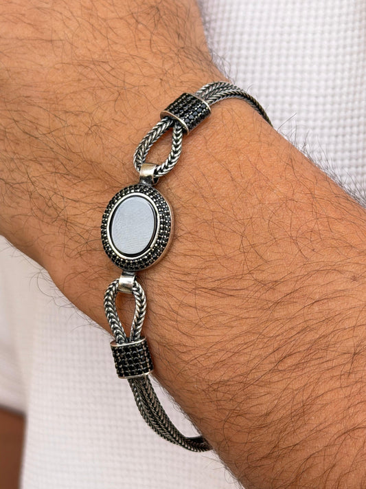 Dark Aura Bracelet for Men's Sterling Silver 925s 21cm