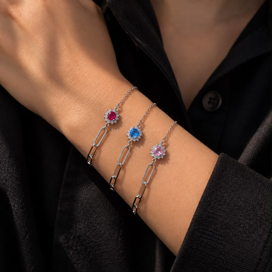 Pop Zirconia Double Sided Bracelet -in Sterling Silver -925