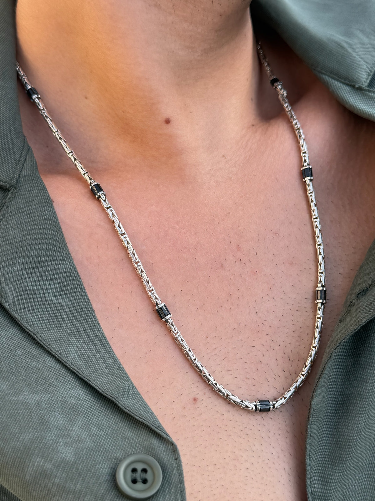 Noir King Necklaces for Men's Sterling Silver 925s-3mm-