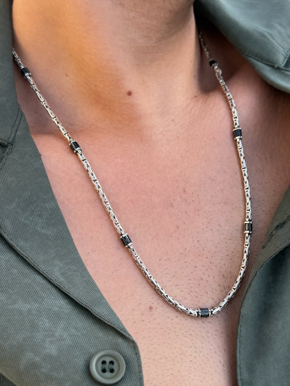 Noir King Necklaces for Men's Sterling Silver 925s-3mm-