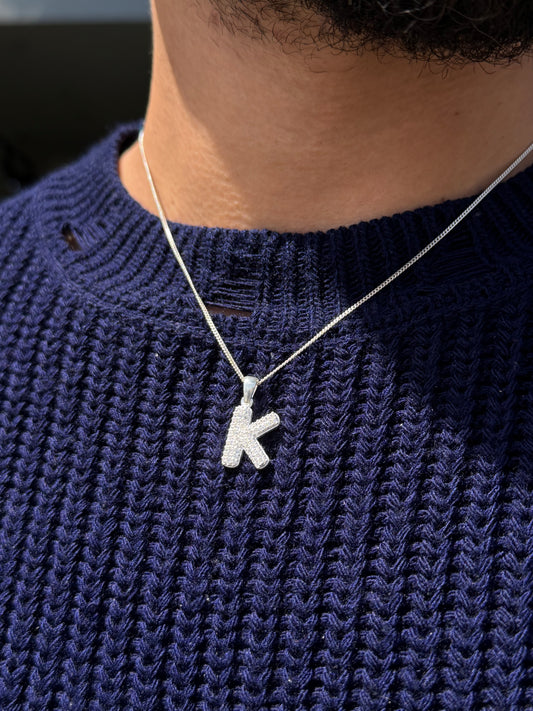 Icey Letters Necklace in Italian sterling silver-s925