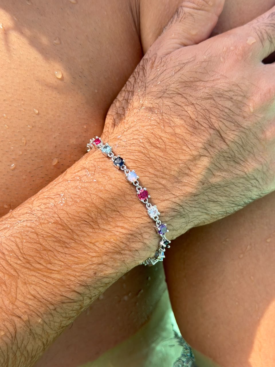 Multi Color Zirconia Bracelet Sterling Silver 925s |(18+4cm Extension)