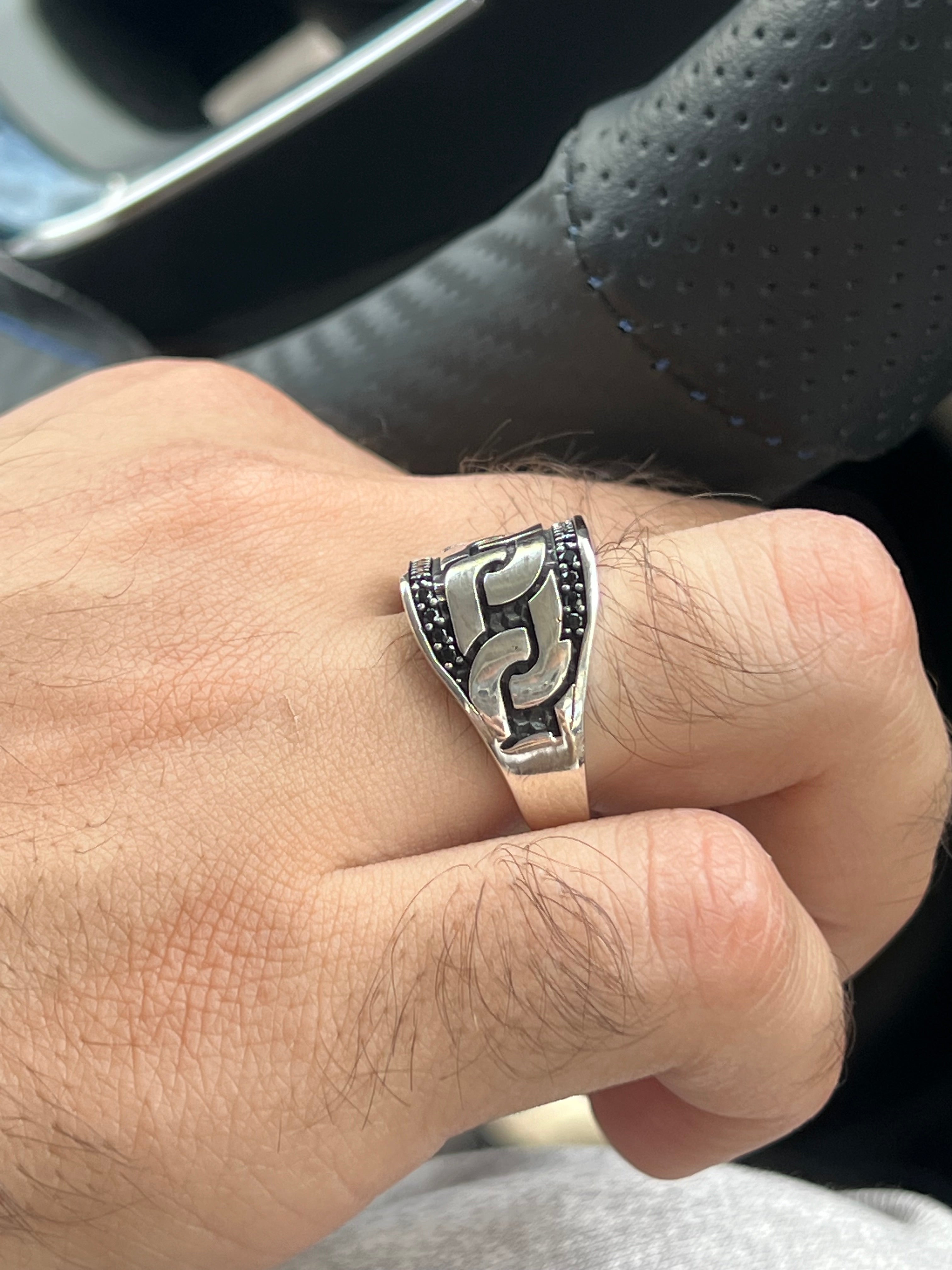 Masilver Cubic Link Zirconia Ring for Men in Sterling Silver 925s – zoma silver