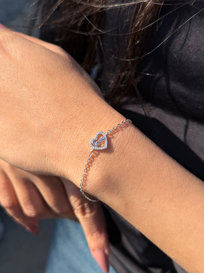 Love Heart Bracelet -in Sterling Silver -925