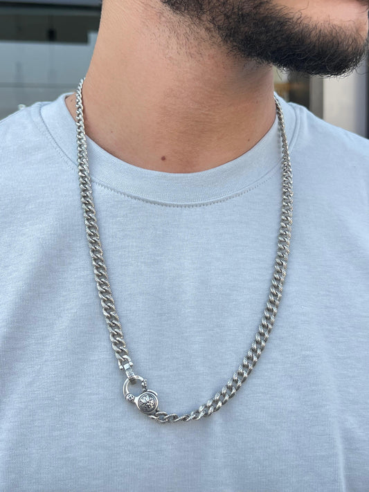 Turkish Engraved Grommet Necklace For Men Sterling Silver - 925