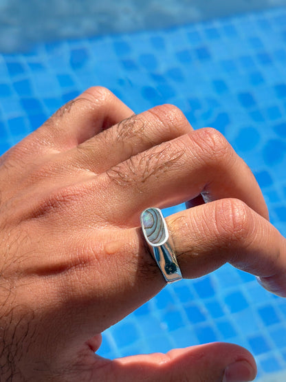 Abalone Dome Signet Ring in Sterling Silver 925s