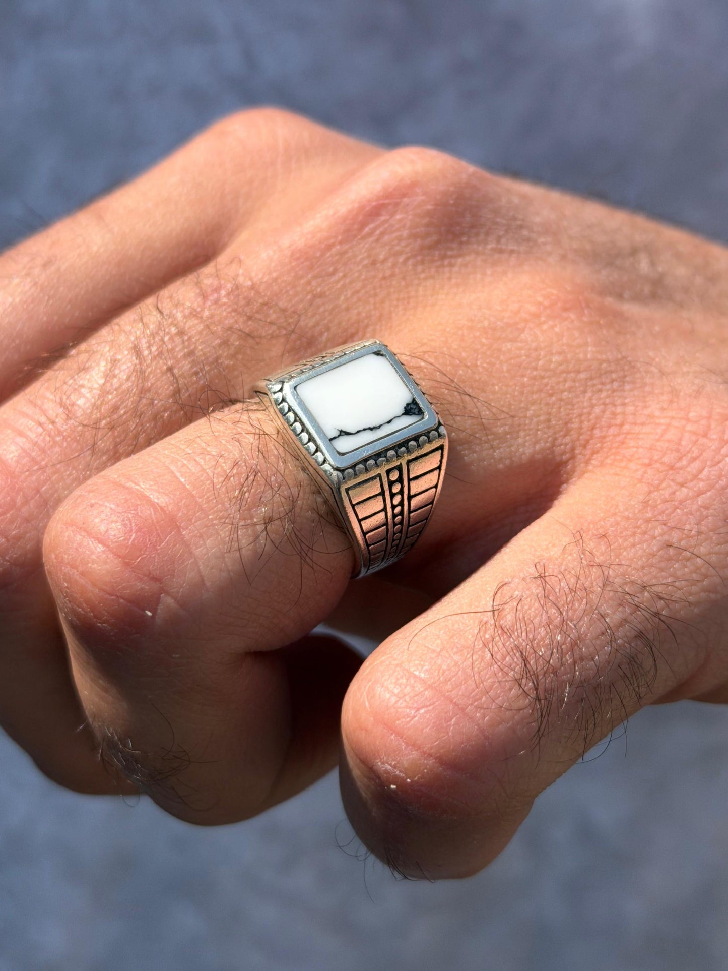Marble Aura Ring -for Men's Sterling Silver 925s
