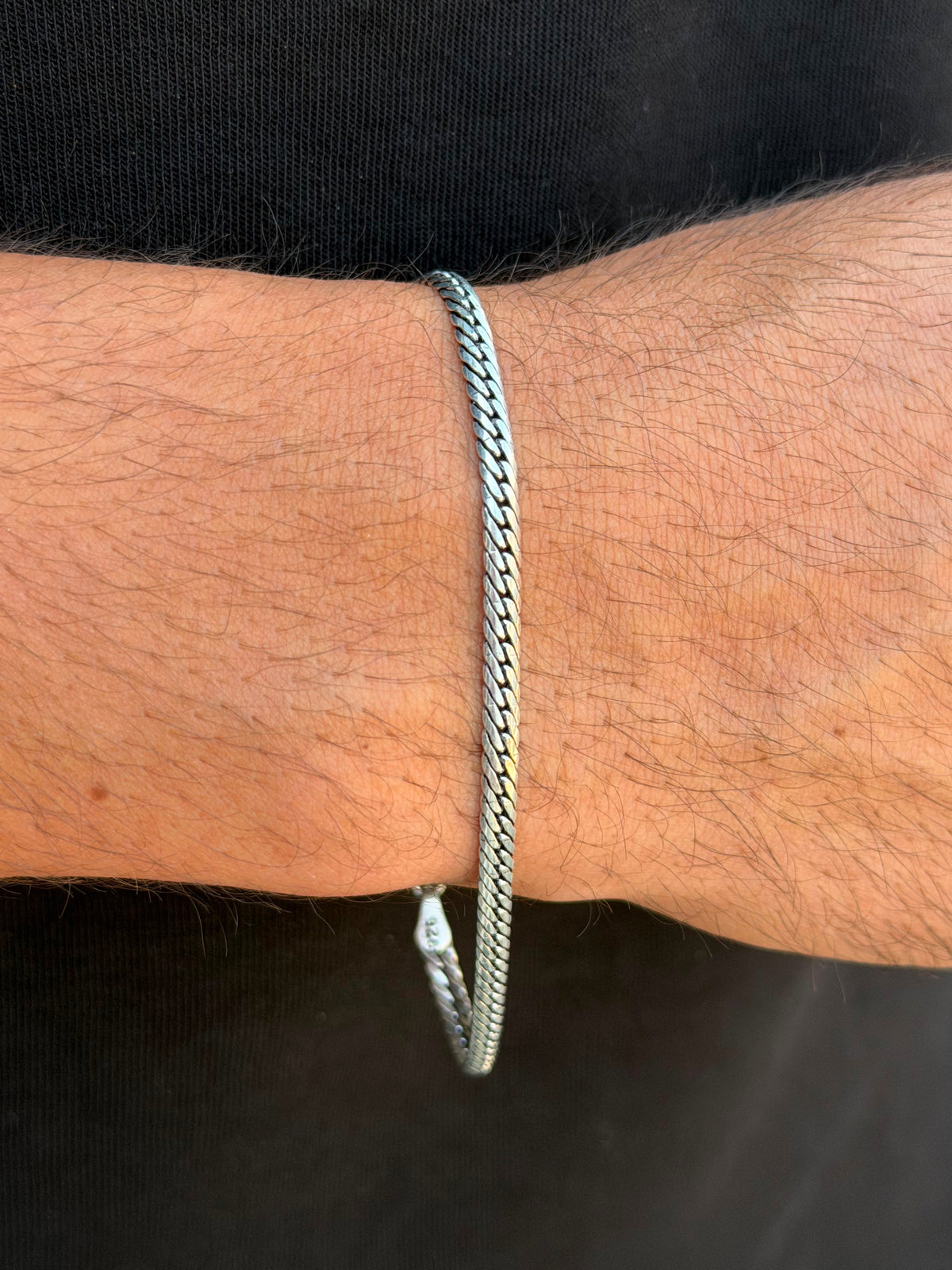 Blocked grommet Bracelet for Men's Sterling Silver 925s