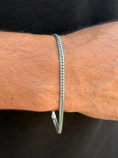 Blocked grommet Bracelet for Men's Sterling Silver 925s