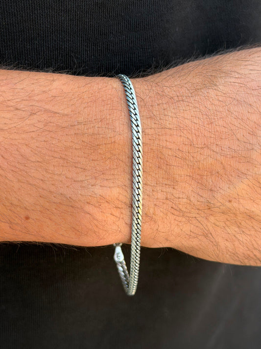 Blocked grommet Bracelet for Men's Sterling Silver 925s