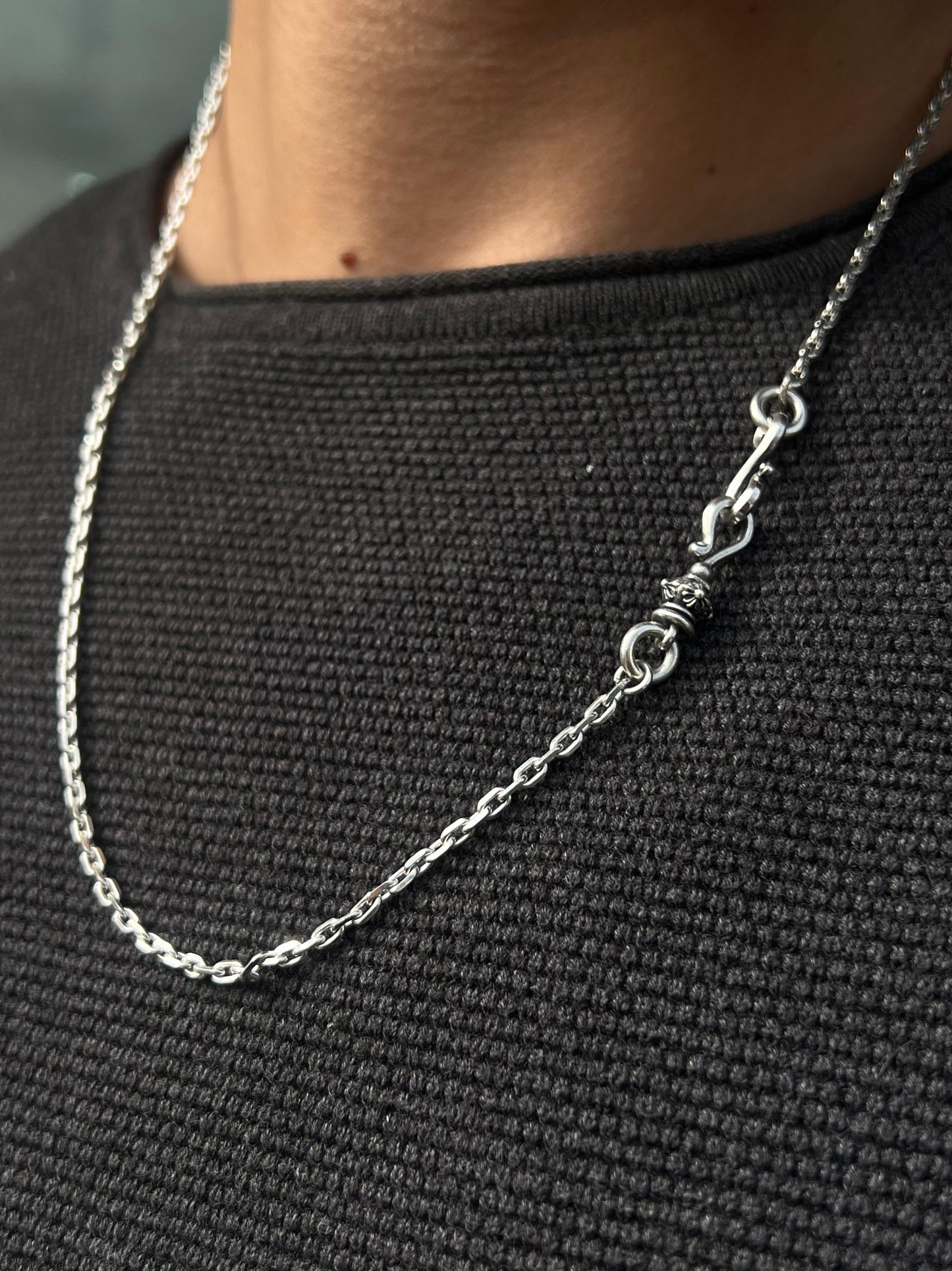 Pin Link Necklace Sterling Silver 925s-(3mm,59cm)
