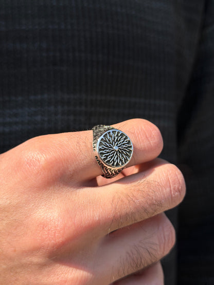 Dot Engraved Ring for Men in Sterling Silver 925s