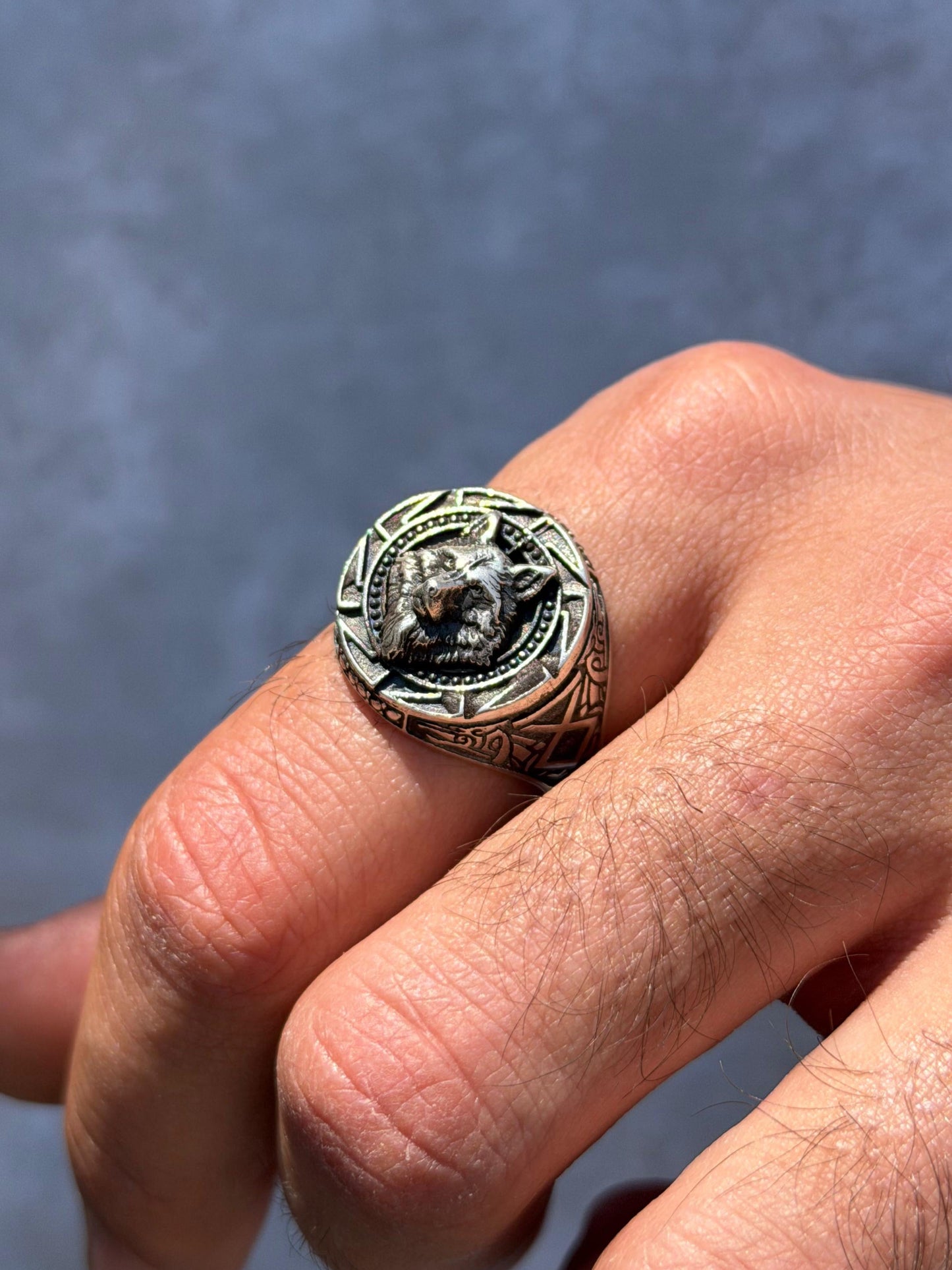 Wolf totem Ring -for Men's Sterling Silver 925s