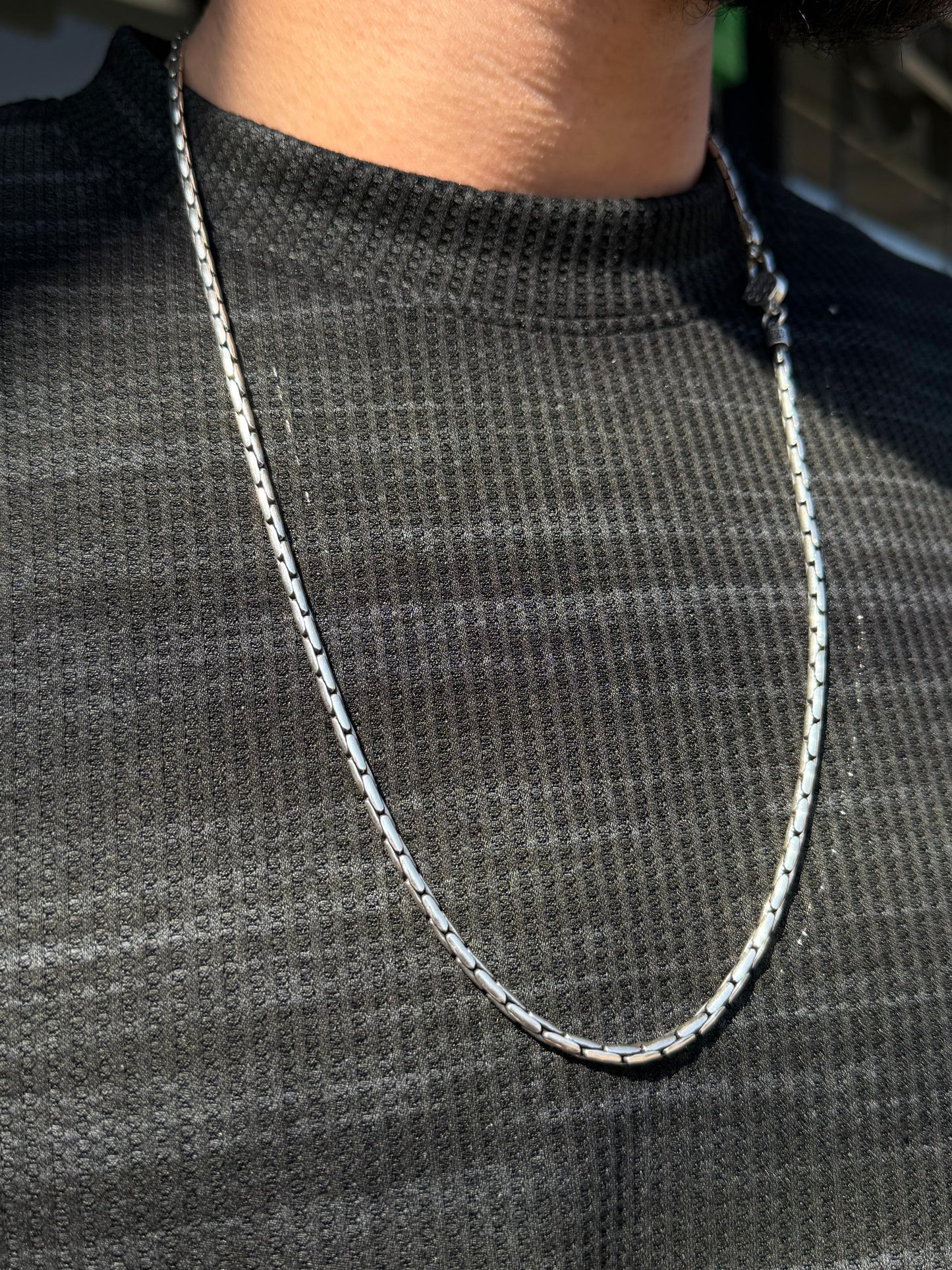 Bone Link Necklace for Men's Sterling Silver 925s- 64cm-3.5mm