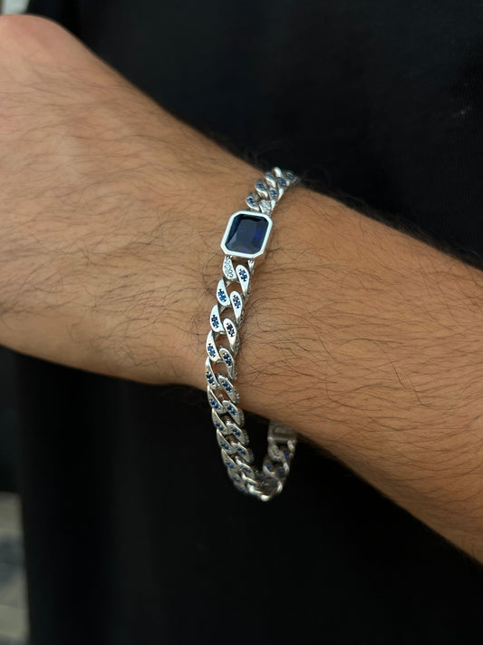Royal Stone Turkish Bracelet for Men's Sterling Silver 925s-22cm