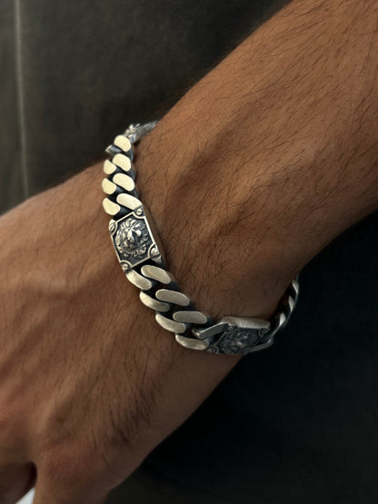 Sleek lion bracelet -pure silver S925-