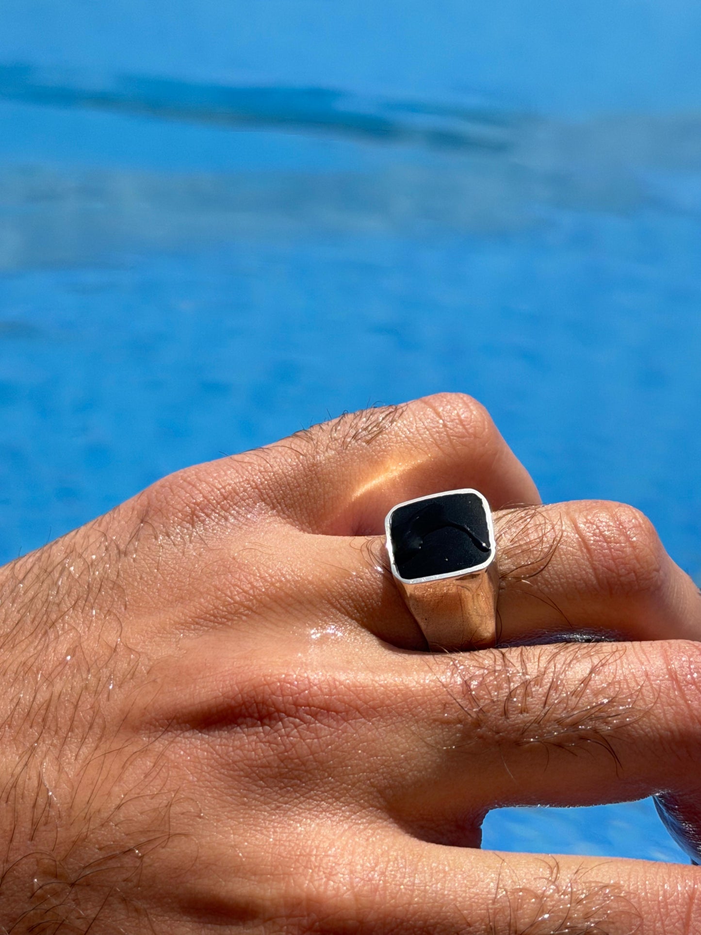 Onyx Signet Ring in Sterling Silver 925s