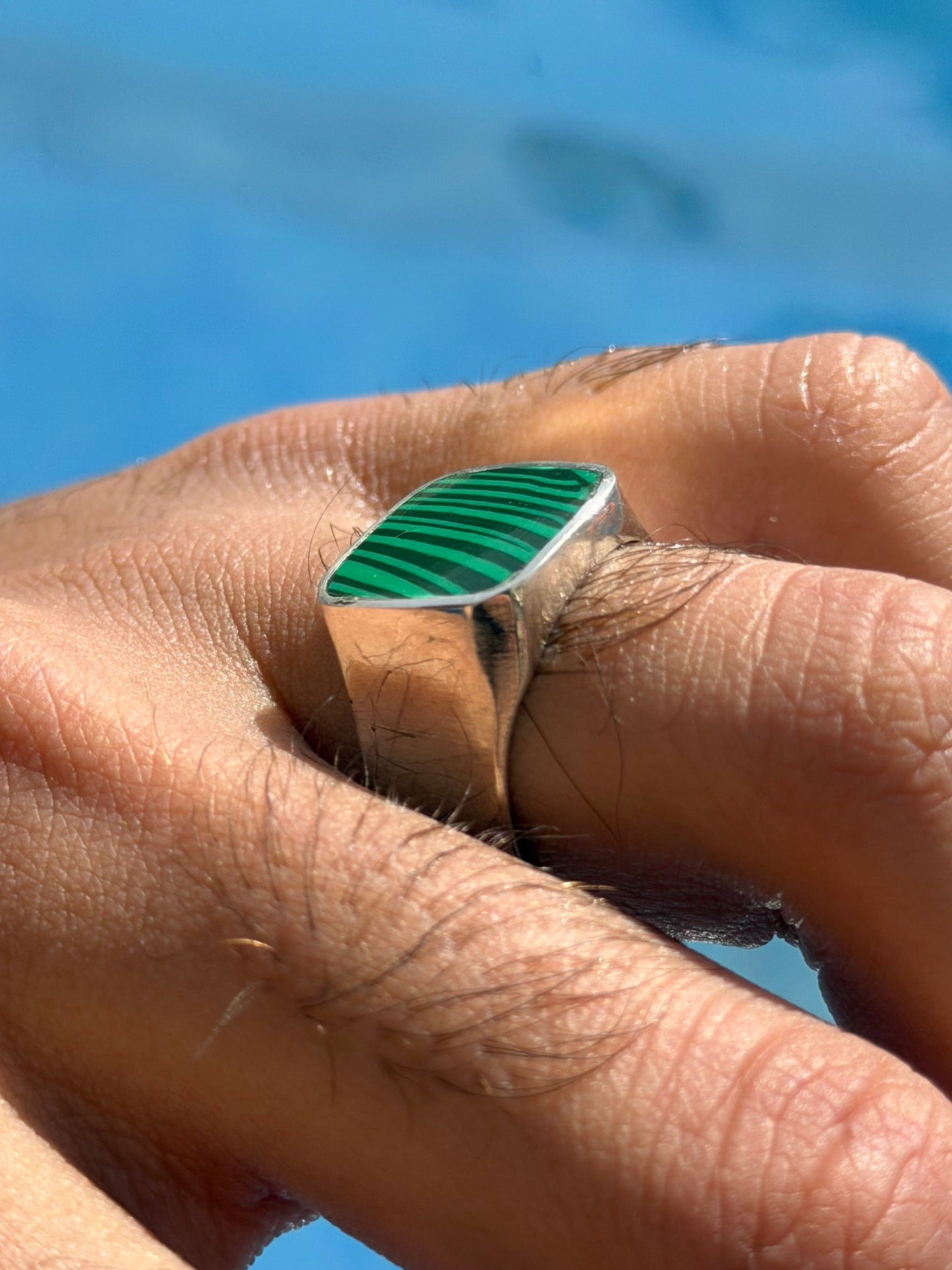 Malachite Signet Ring in Sterling Silver 925s