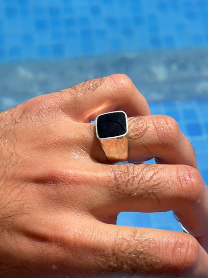 Onyx Signet Ring in Sterling Silver 925s