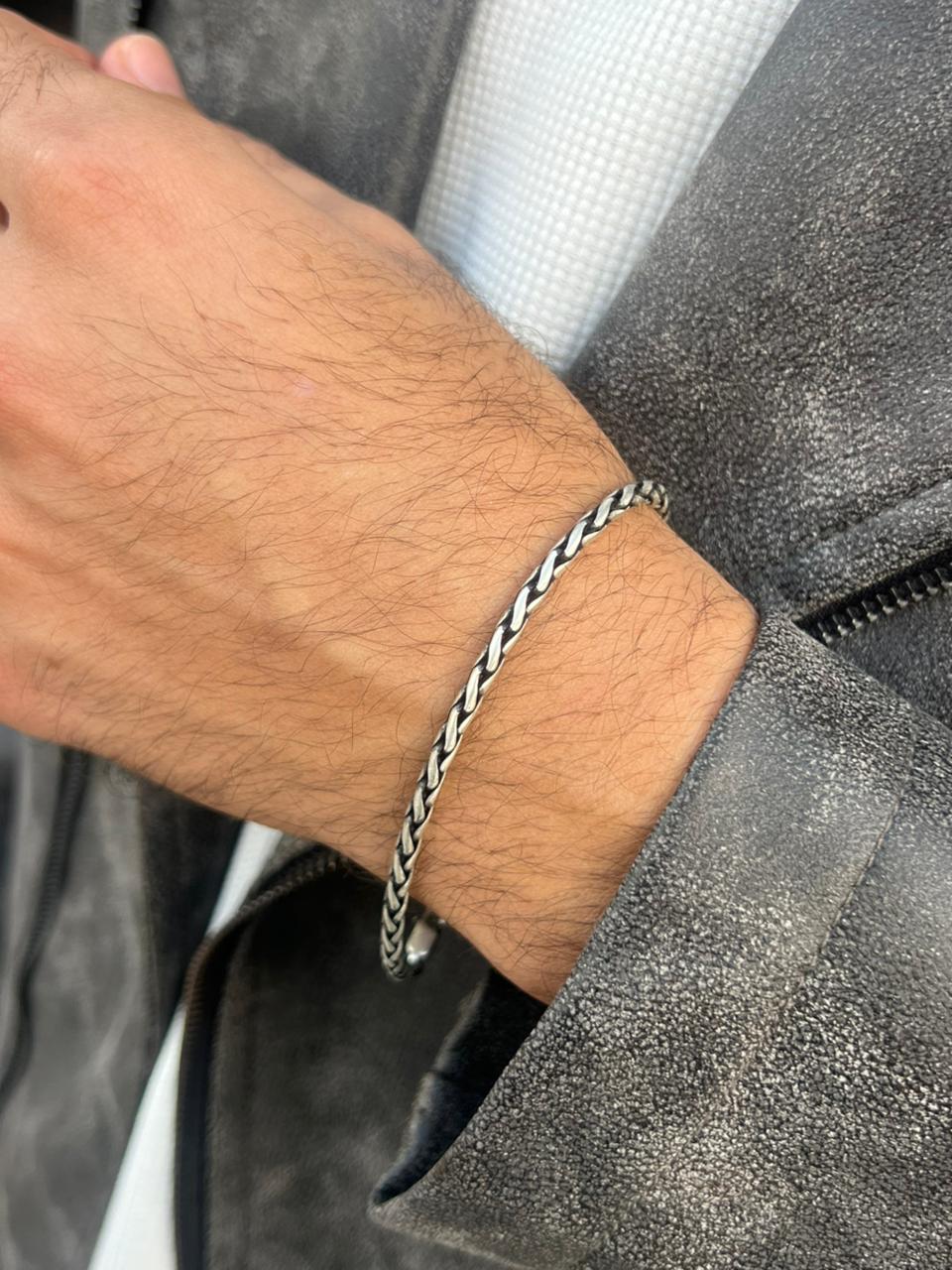 Polished Valor bracelet-for Men's Sterling Silver 925s (21cm-4mm)