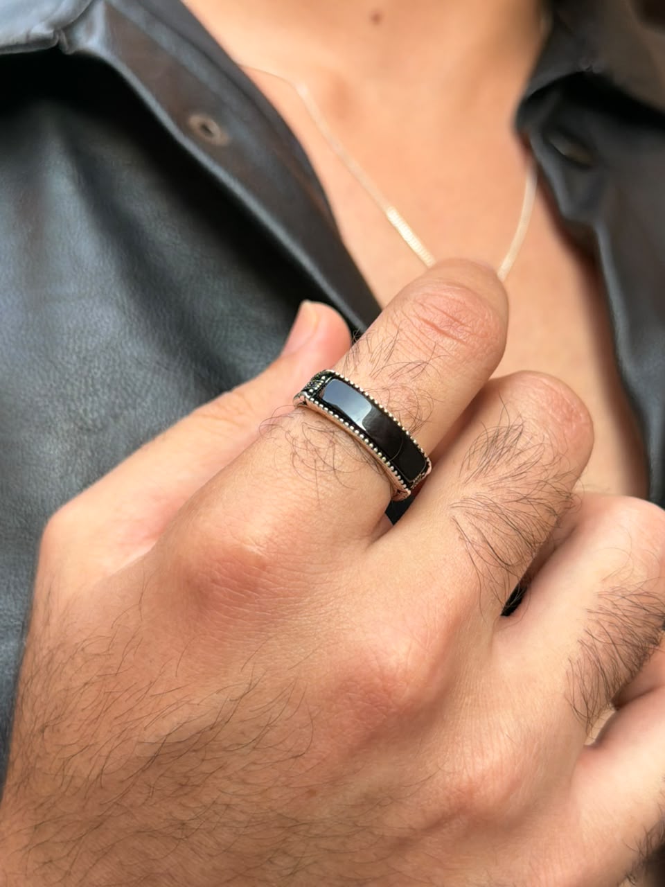 Noir Obsidian Ring in Sterling Silver 925s