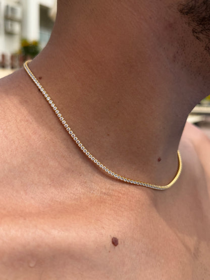 Clear Tennis Chain in Sterling Silver 925s-Fine Gold Plated