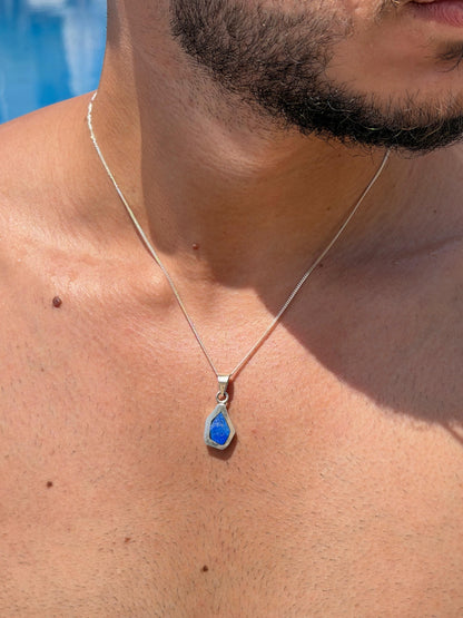 Lapis irregular Necklace in Sterling Silver 925s