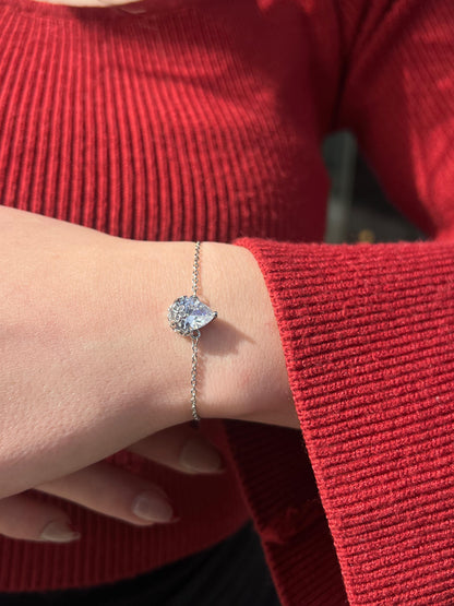 Zirconia Teardrop Bracelet -in Sterling Silver -925