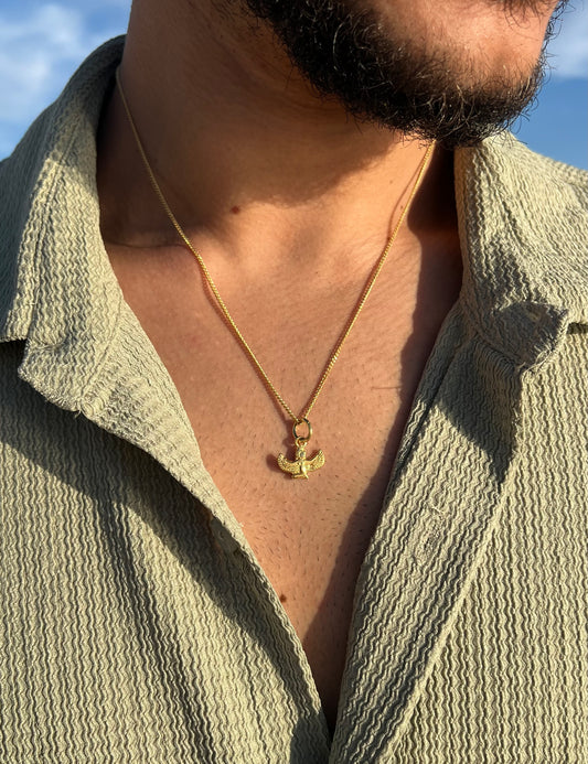 Premium- Horus Necklace in Sterling Silver 925s- Real 21K Gold Plated