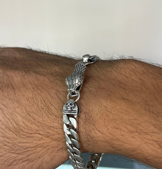 Snake Lock -Grommet Bracelet for Men's Sterling Silver 925s-20cm