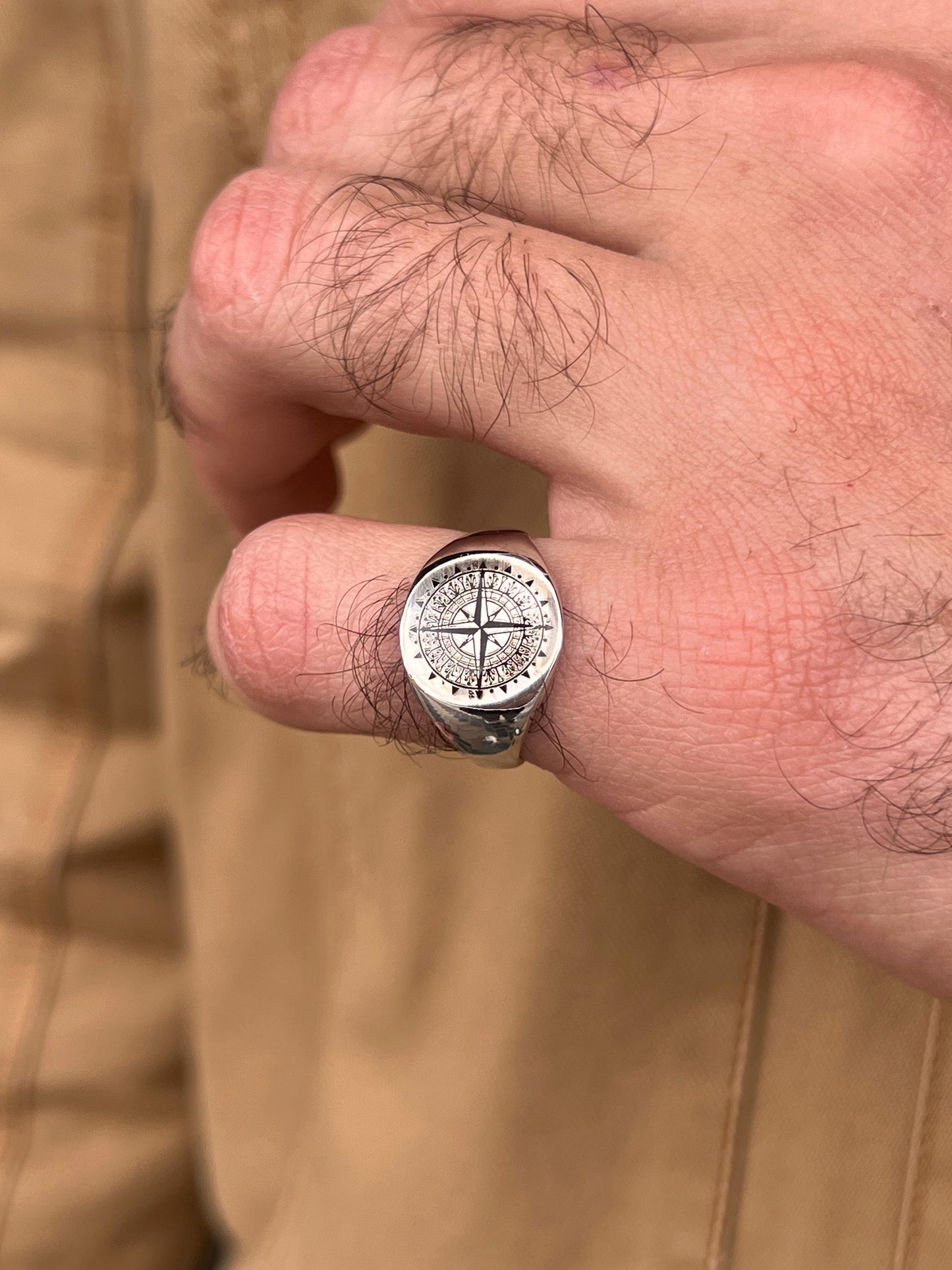 Compass Ring -for Men's Sterling Silver 925s
