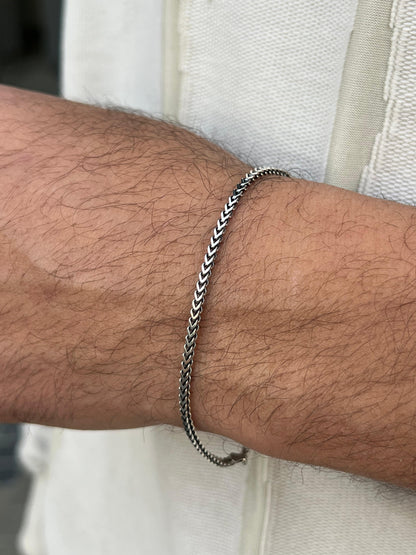 Medium V Flow-S925 Sterling Silver Bracelet for men-Approx 19.5 cm