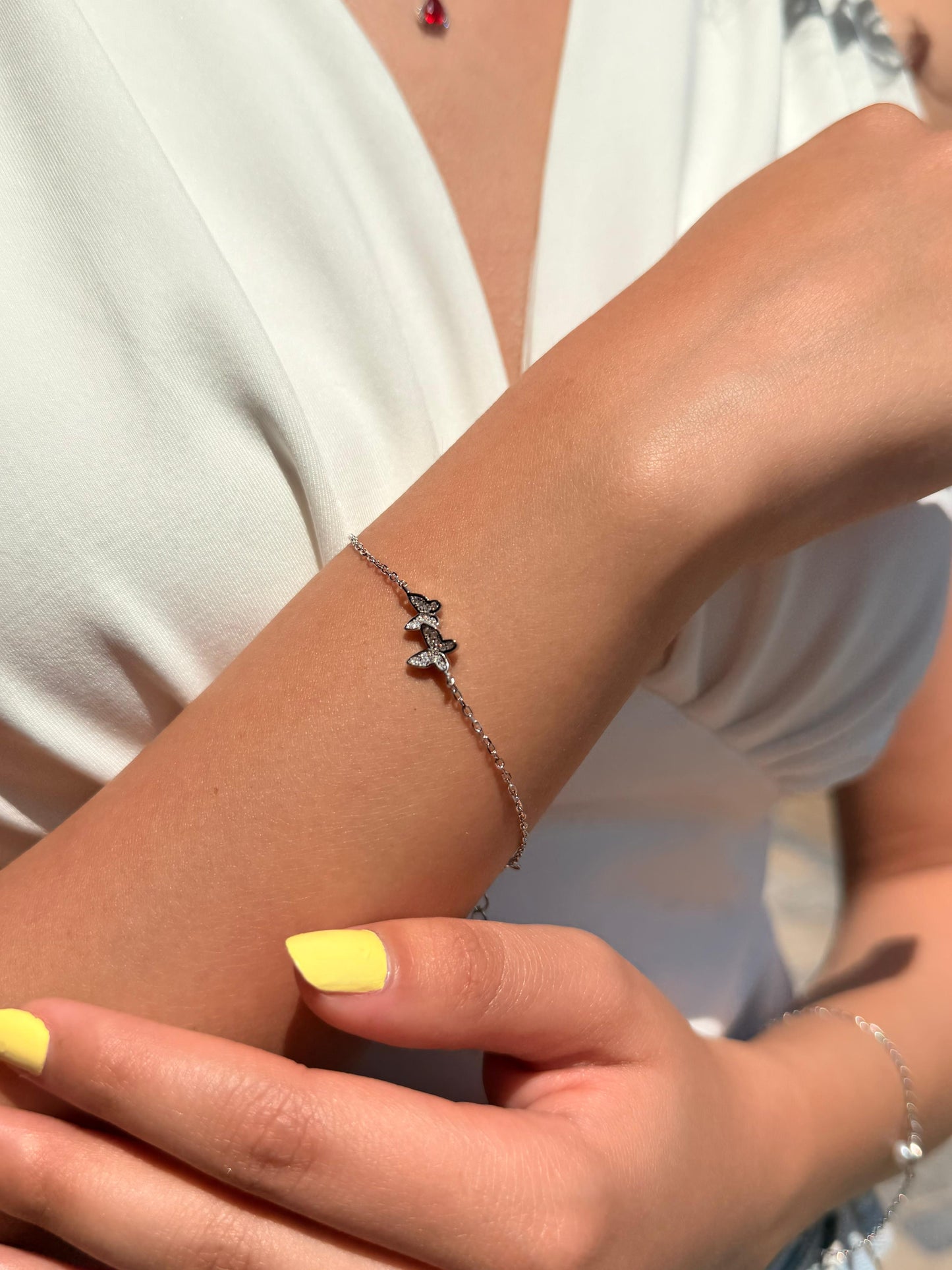 Zirconia butterflies Bracelet -in Sterling Silver -925
