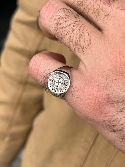 Compass Ring -for Men's Sterling Silver 925s