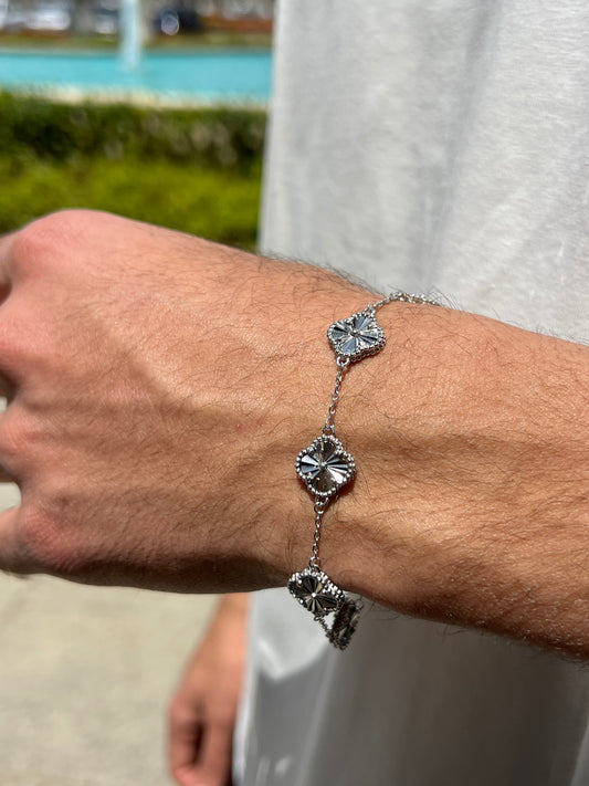 Diamond cut Men’s 5 Van Cleef Bracelet in Italian Silver S925