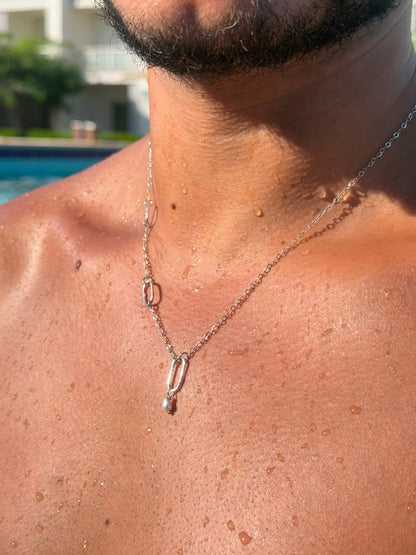 Waves Paperclip Necklace in Sterling Silver 925s