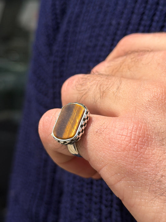 Tigger Eye Stone Ring -for Men's Sterling Silver 925s