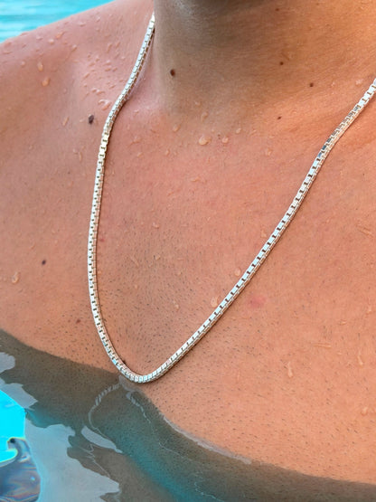 Italian BOX Necklace Sterling Silver 925s (64cm-3mm)