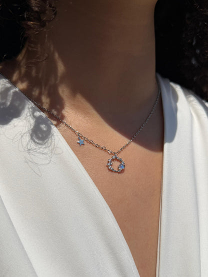 Aurora Circle Necklace in Sterling Silver 925s