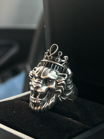 Lion Crown Ring for Men in Sterling Silver 925s