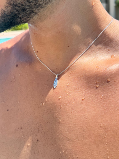Wave Tag Necklace in Sterling Silver 925s